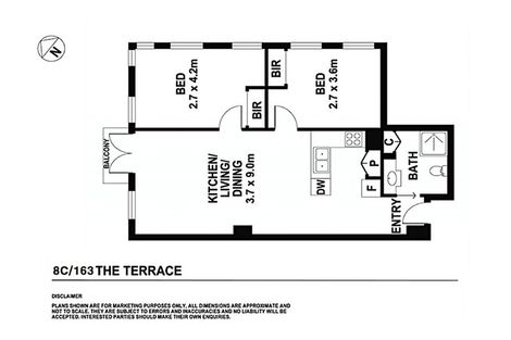 Photo of property in Terrace Heights Apartments, 8c/163 The Terrace, Wellington Central, Wellington, 6011