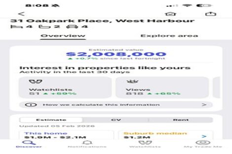 Photo of property in 31 Oakpark Place, West Harbour, Auckland, 0618