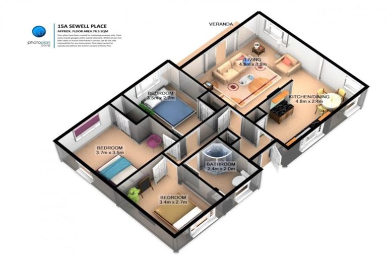 Photo of property in 15a Sewell Place, Leamington, Cambridge, 3432