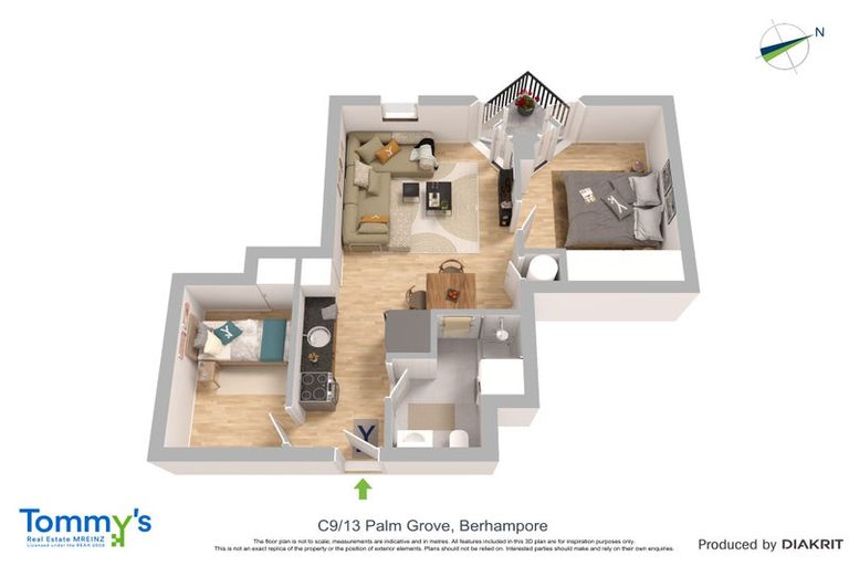 Photo of property in Palm Grove Apartments, 9/13c Palm Grove, Berhampore, Wellington, 6023