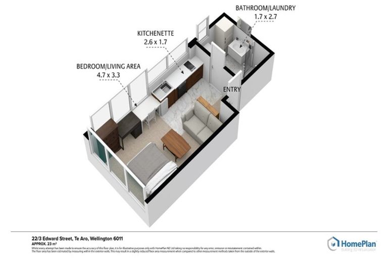 Photo of property in Edward Street Apartments, 22/3 Edward Street, Te Aro, Wellington, 6011