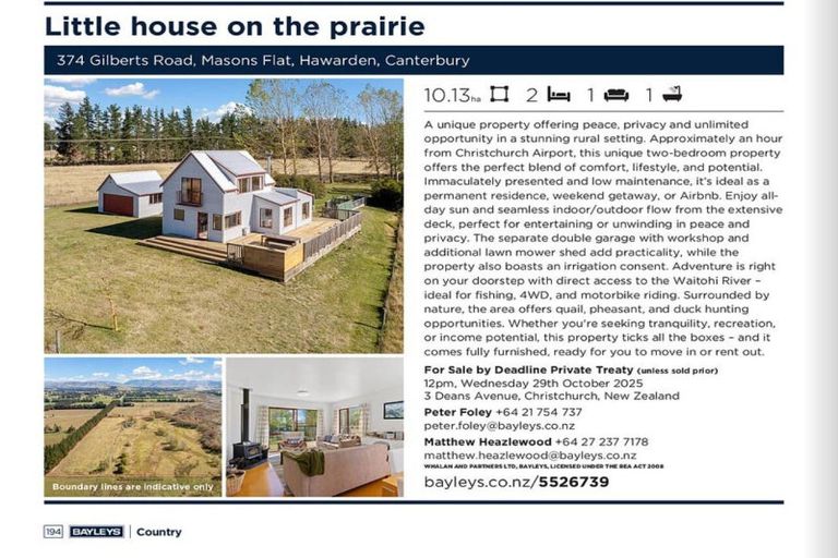 Photo of property in 374 Gilberts Road, Masons Flat, Hawarden, 7385