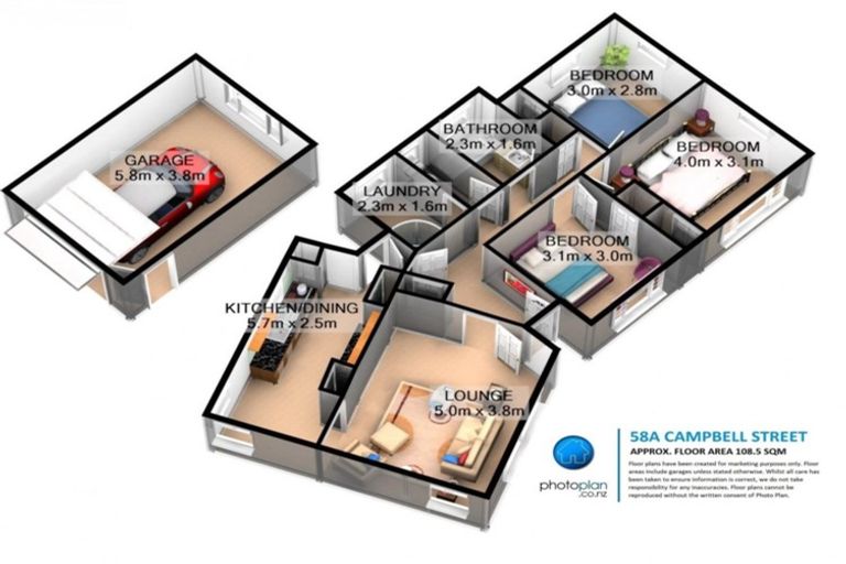 Photo of property in 58a Campbell Street, Leamington, Cambridge, 3432