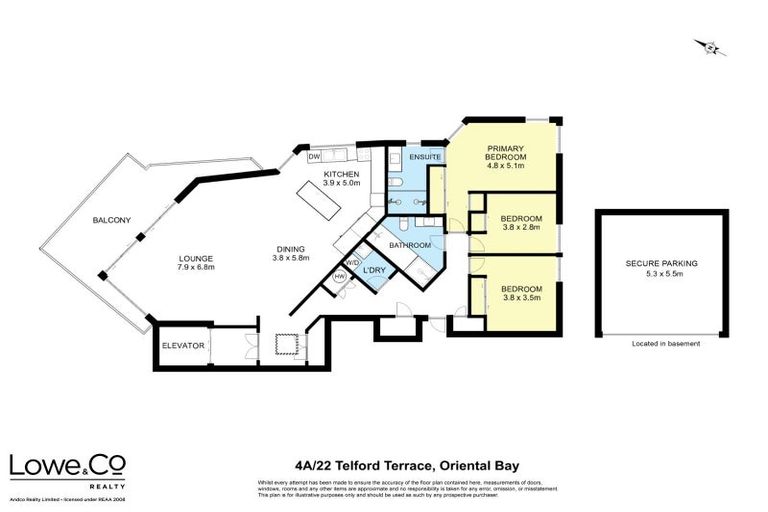 Photo of property in Alto Apartments, 4a/22 Telford Terrace, Oriental Bay, Wellington, 6011