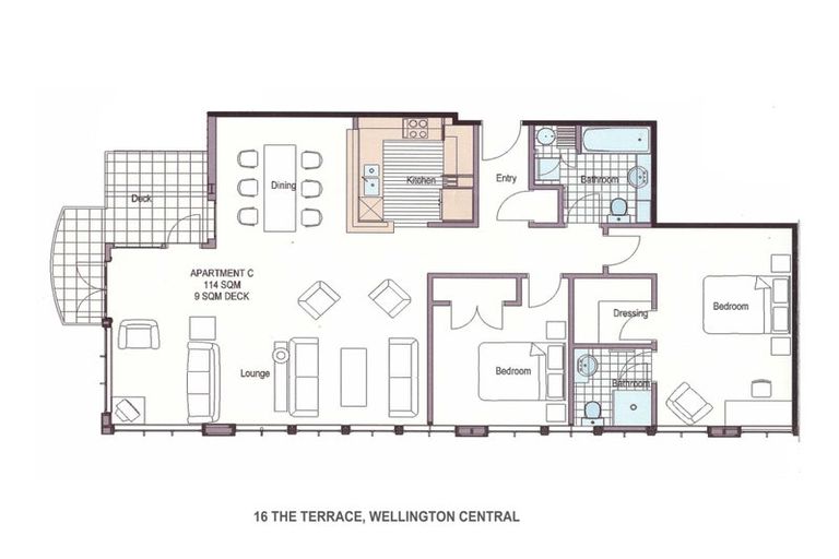 Photo of property in Kelvin House, 8c/16 The Terrace, Wellington Central, Wellington, 6011