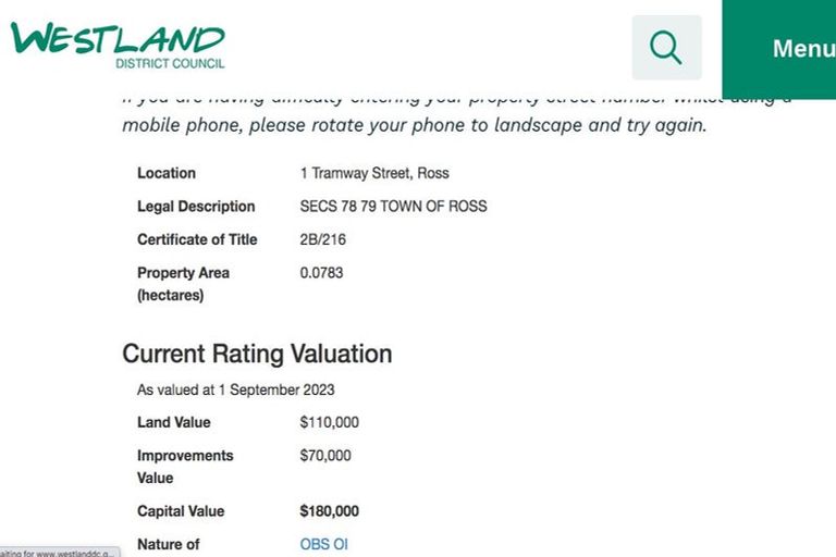 Photo of property in 1 Tramway Street, Ross, 7812