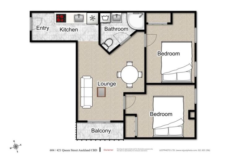 Photo of property in Kiwi On Queen Apartments, 604/421 Queen Street, Auckland Central, Auckland, 1010